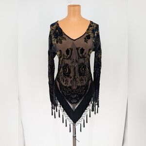 VTG Mary L Couture Tunic Blouse Velvet Silk Boho Stevie Nicks Goth Gypsy Y2K M